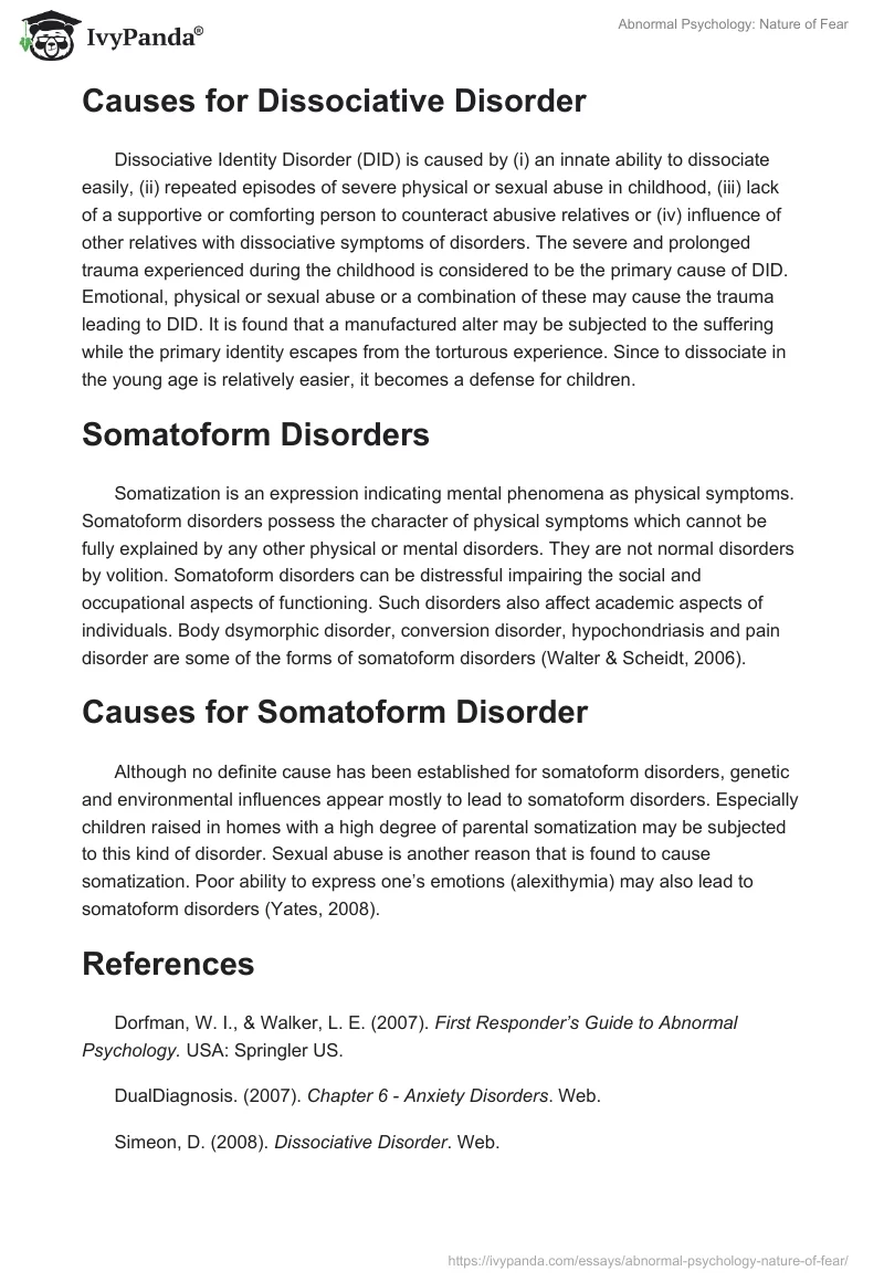 Abnormal Psychology: Nature of Fear. Page 4
