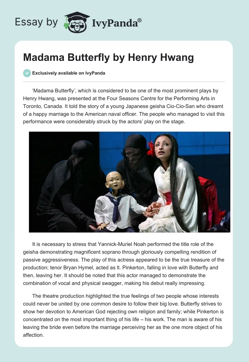 Madama Butterfly by Henry Hwang. Page 1