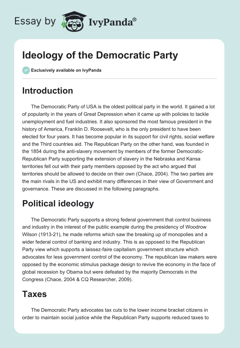 Ideology of the Democratic Party. Page 1