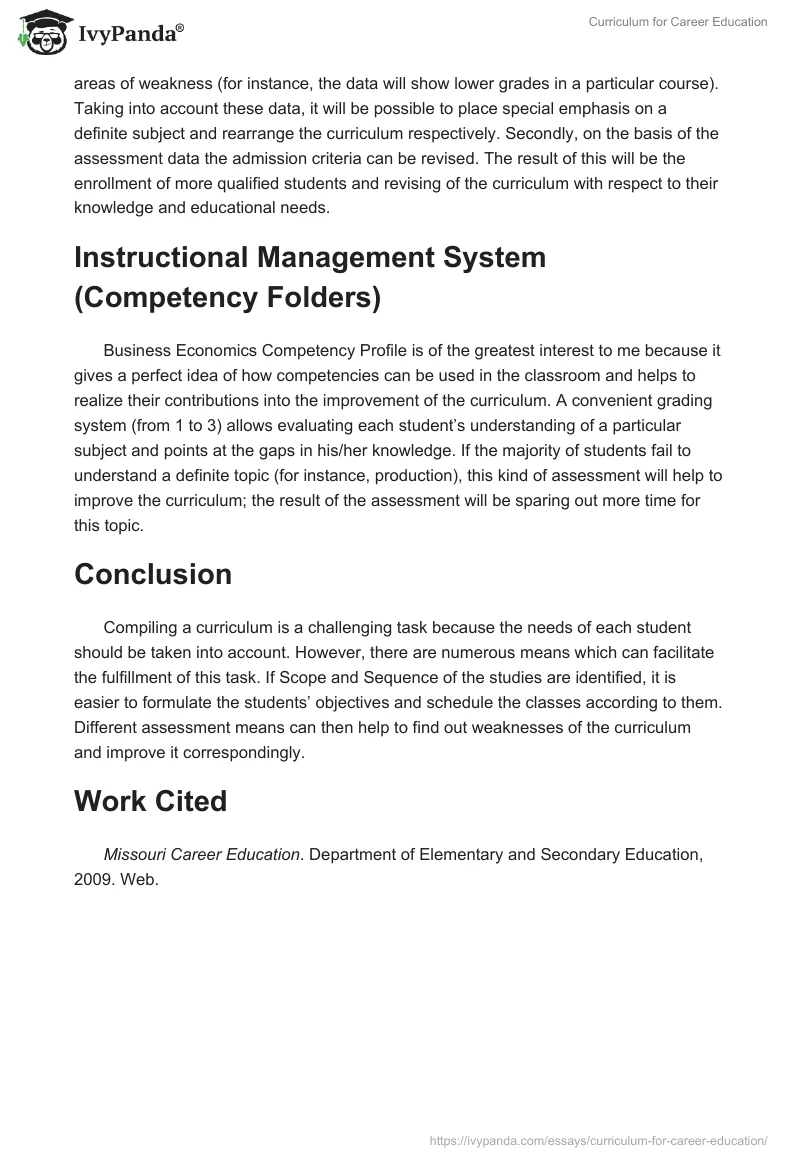 Curriculum for Career Education. Page 3