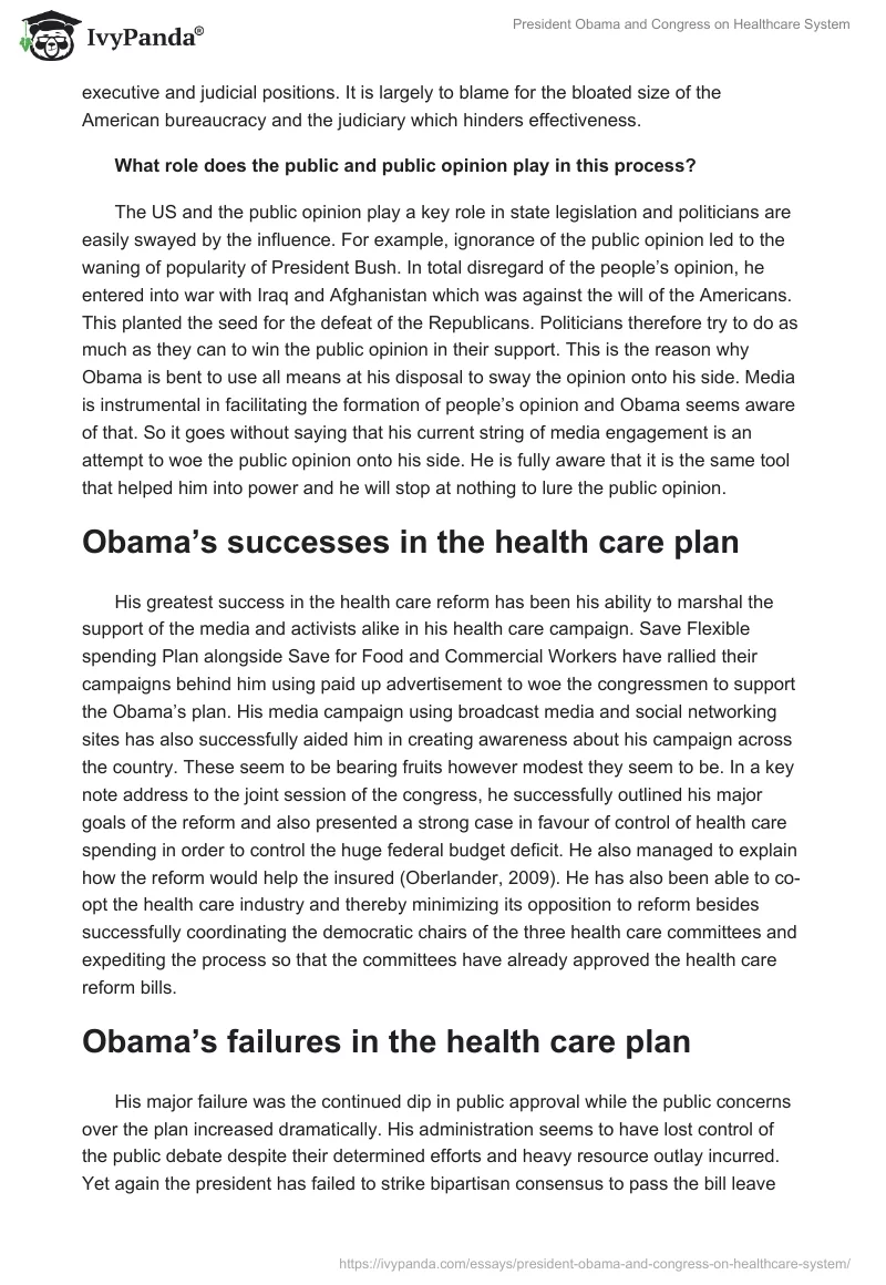 President Obama and Congress on Healthcare System. Page 5