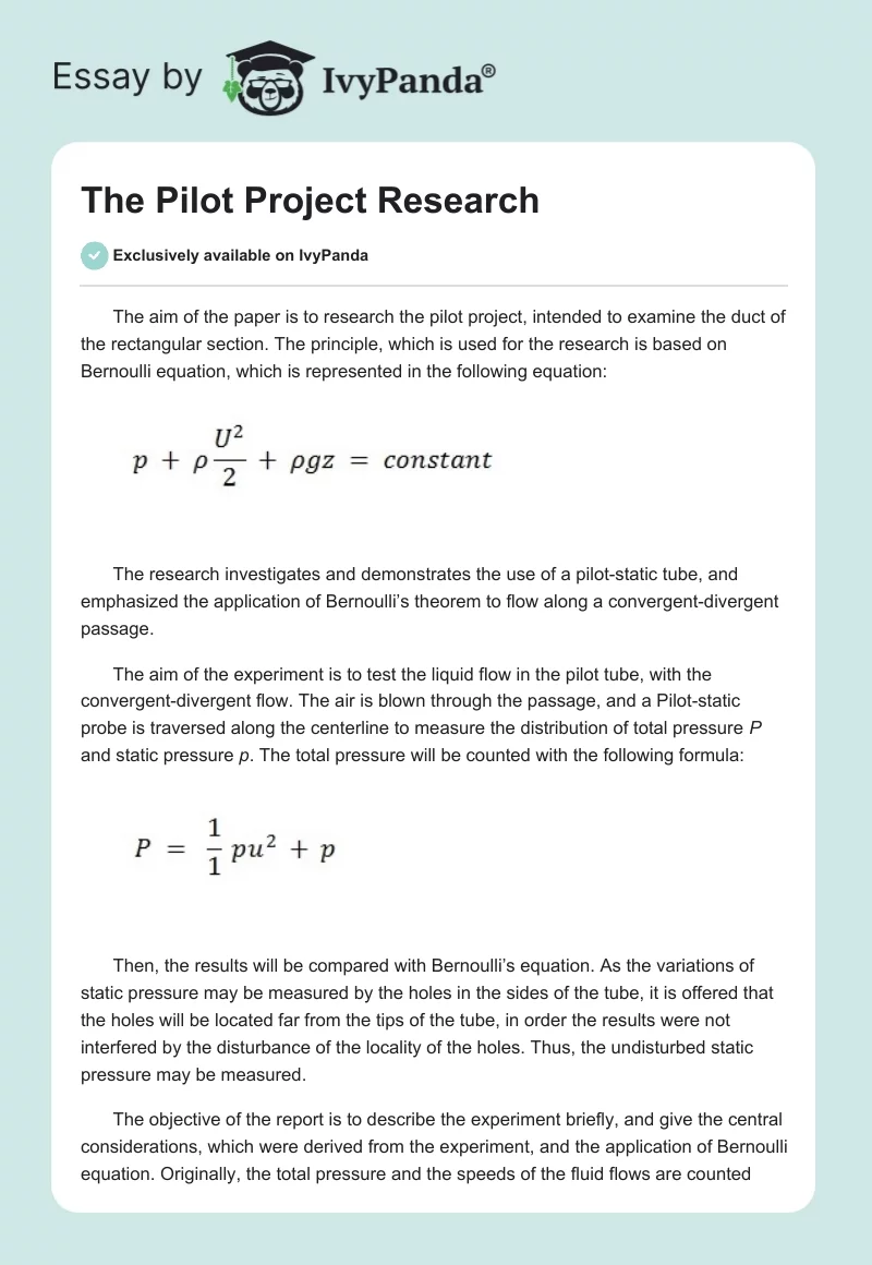 The Pilot Project Research. Page 1