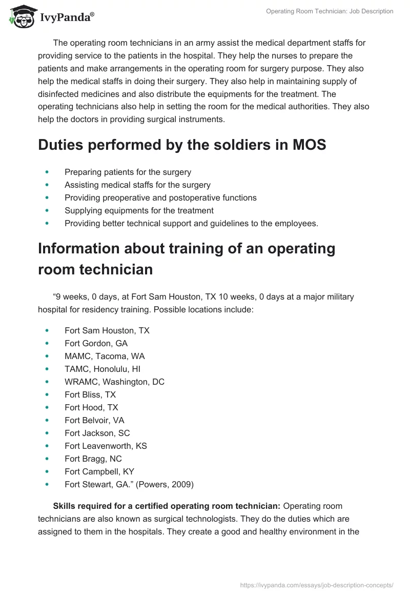 Operating Room Technician: Job Description. Page 2