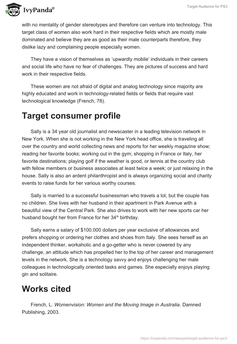 Target Audience for PS3. Page 2