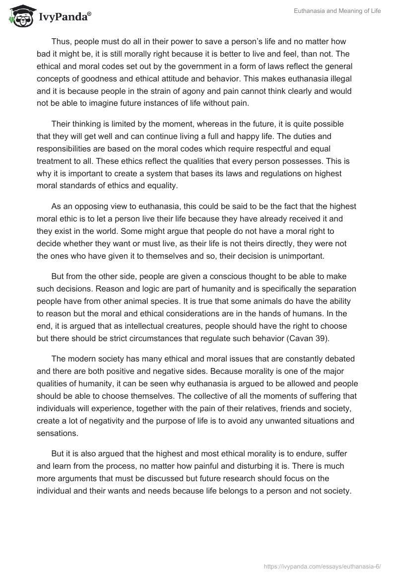 Euthanasia and Meaning of Life. Page 3