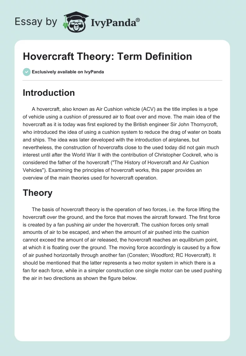 Hovercraft Theory: Term Definition. Page 1