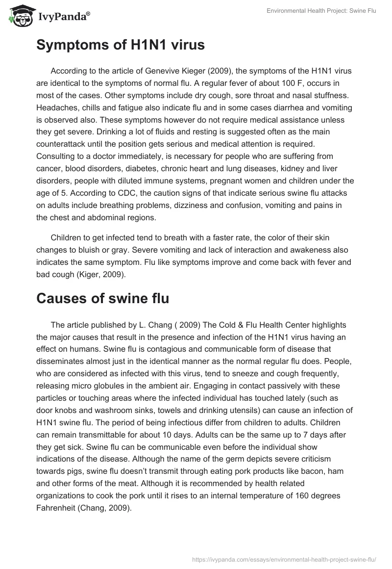 Environmental Health Project: Swine Flu. Page 2