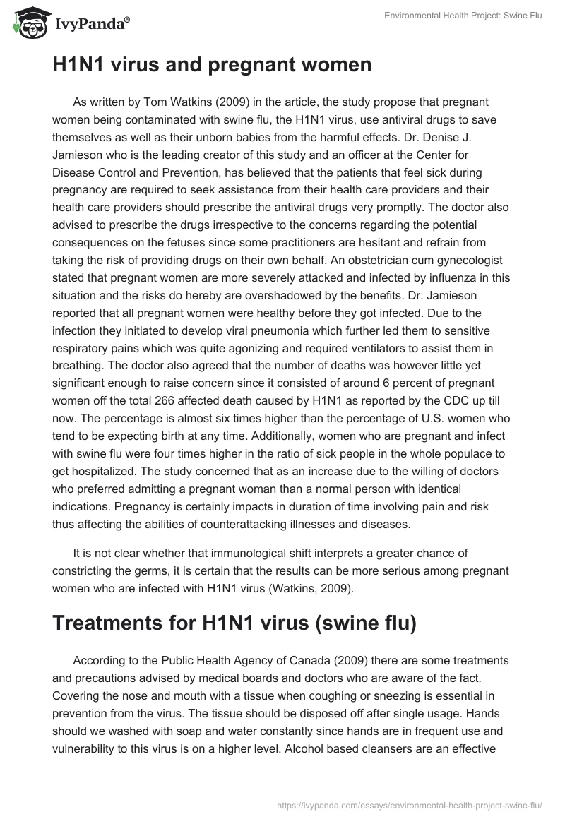 Environmental Health Project: Swine Flu. Page 3