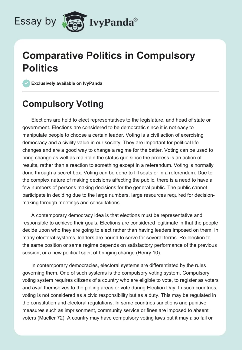 Comparative Politics in Compulsory Politics. Page 1