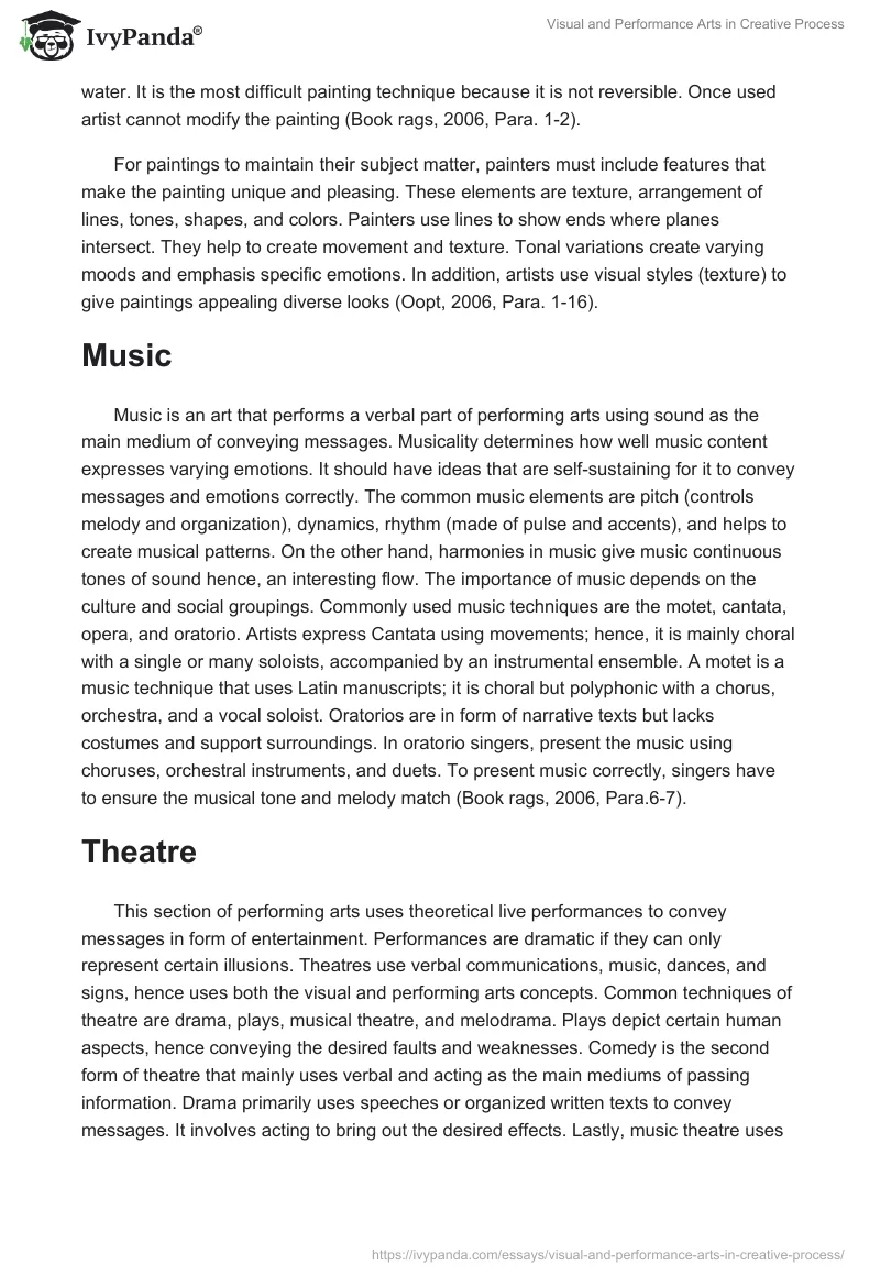 Visual and Performance Arts in Creative Process. Page 2