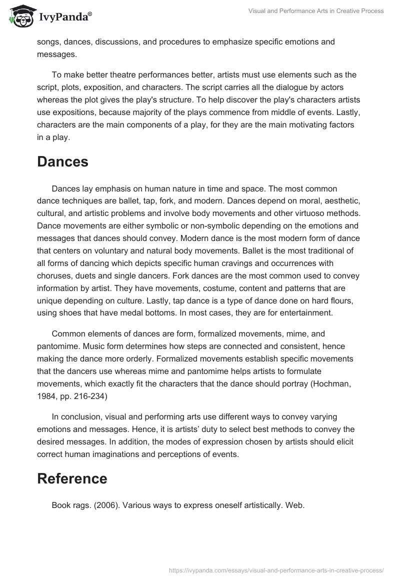Visual and Performance Arts in Creative Process. Page 3