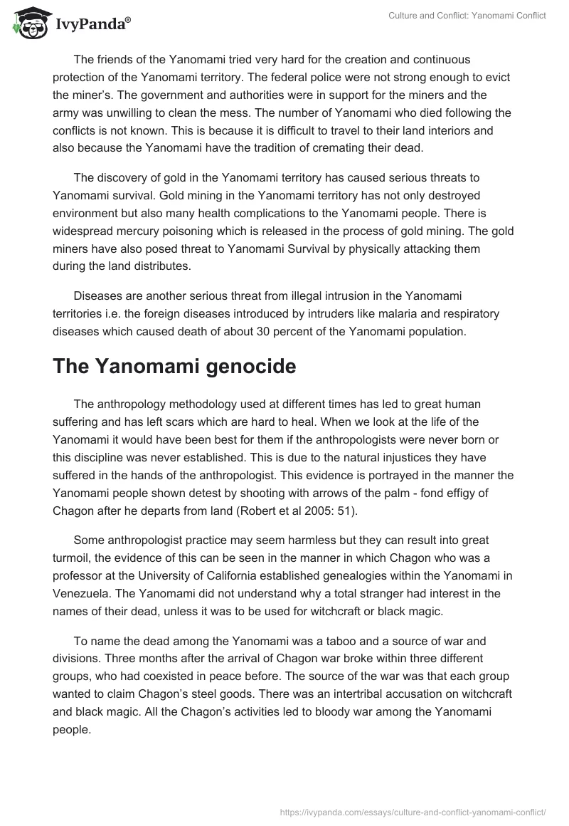 Culture and Conflict: Yanomami Conflict. Page 2