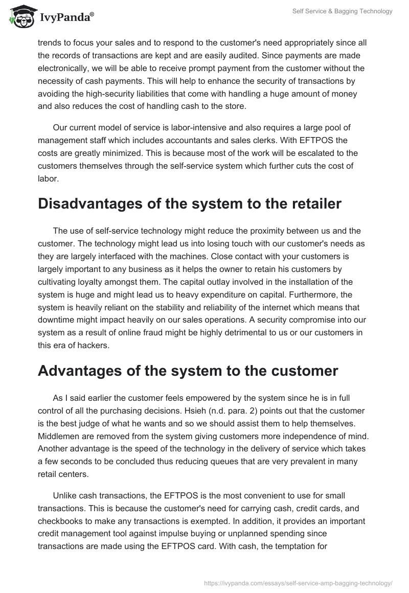 Self Service & Bagging Technology. Page 2