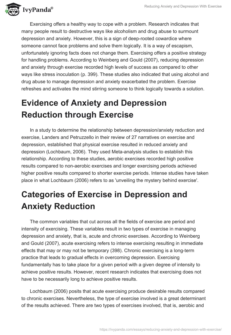 Reducing Anxiety and Depression With Exercise. Page 3