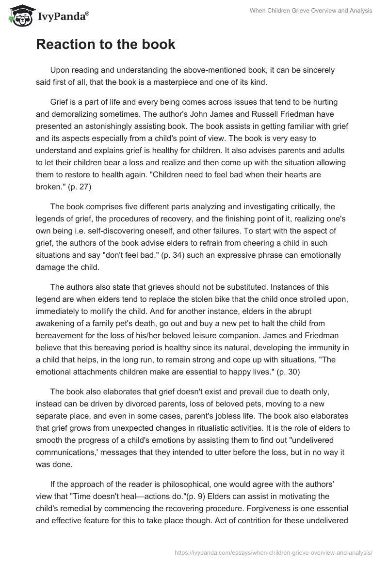 "When Children Grieve" Overview and Analysis. Page 2
