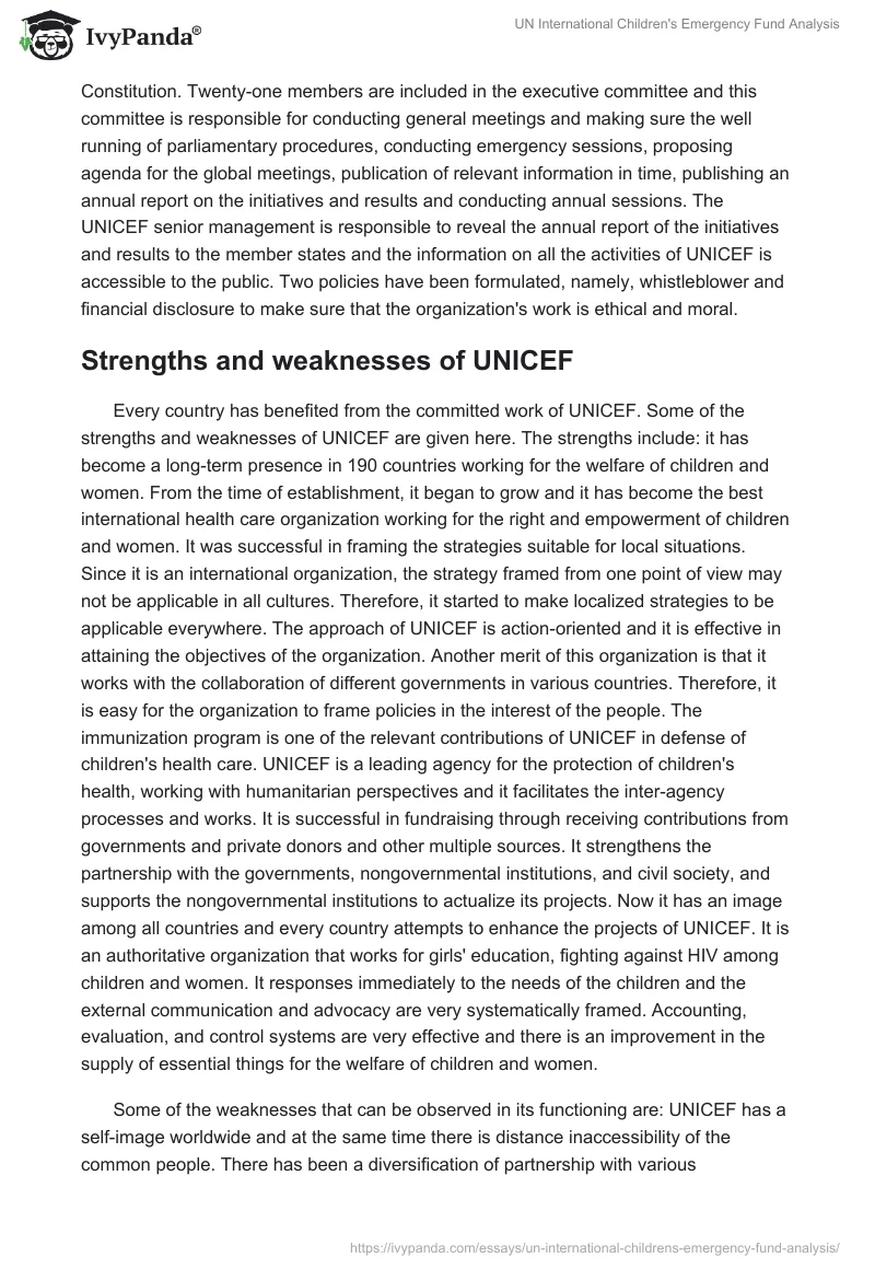 UN International Children's Emergency Fund Analysis. Page 3