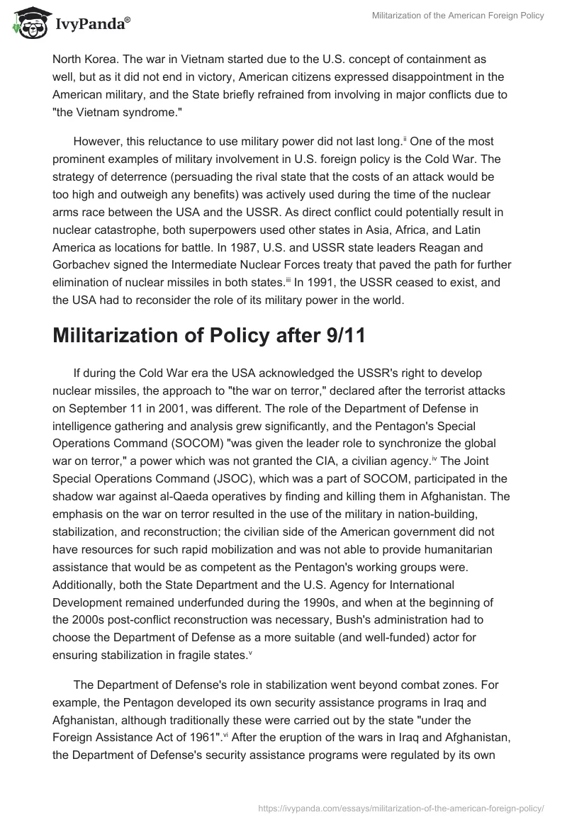 Militarization of the American Foreign Policy. Page 2
