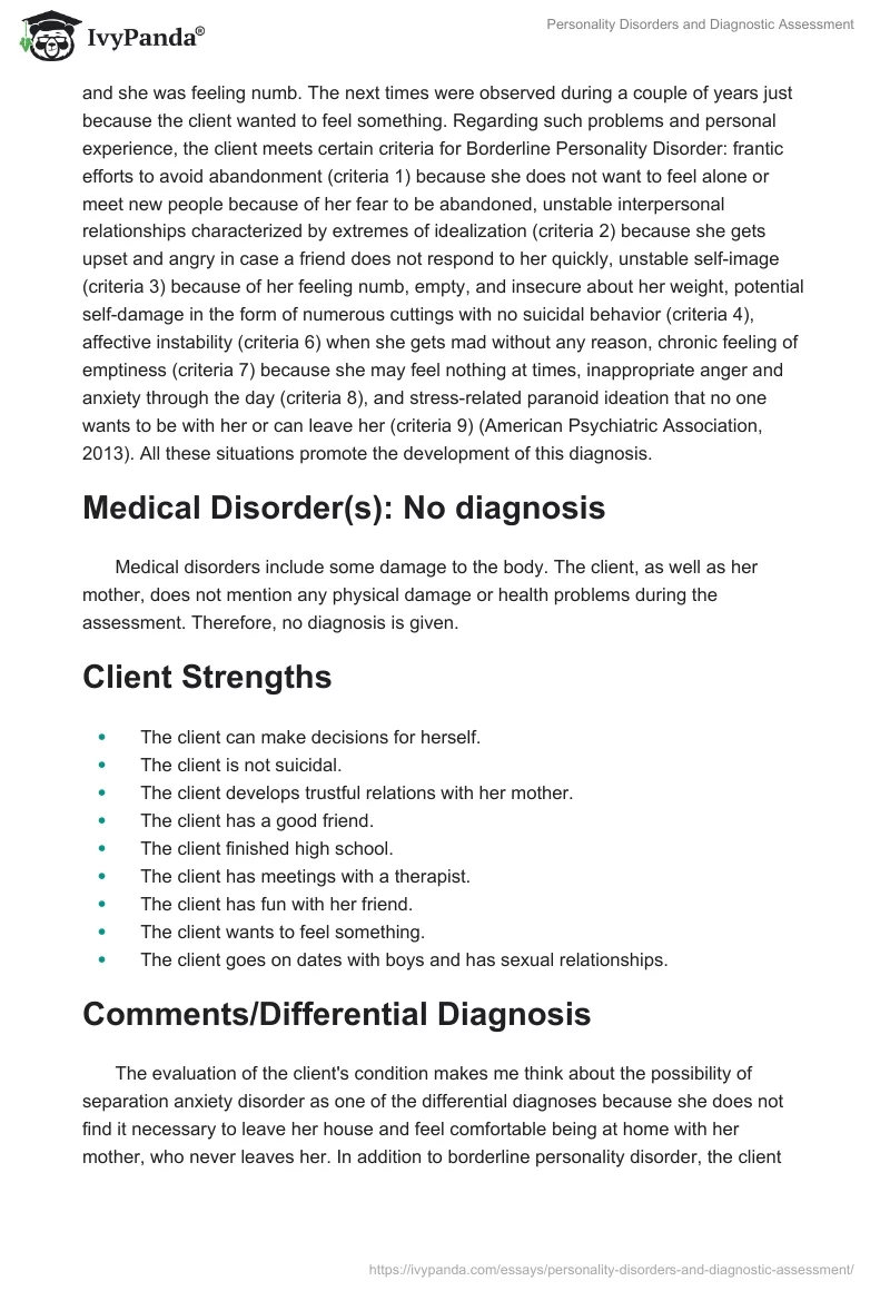 Personality Disorders and Diagnostic Assessment. Page 2