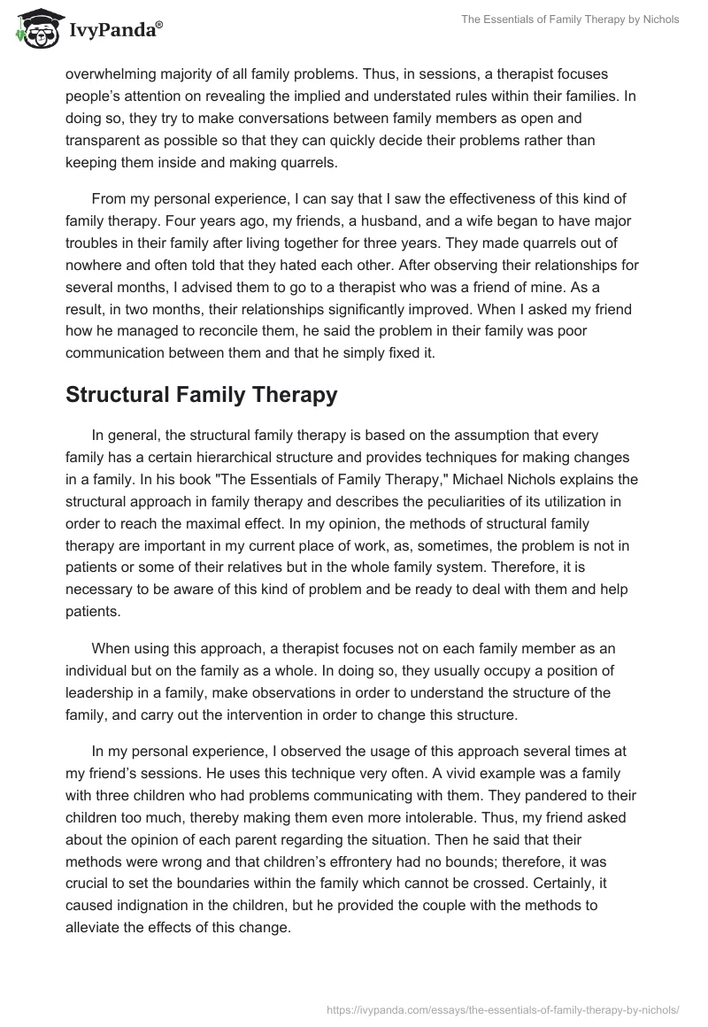 "The Essentials of Family Therapy" by Nichols. Page 3