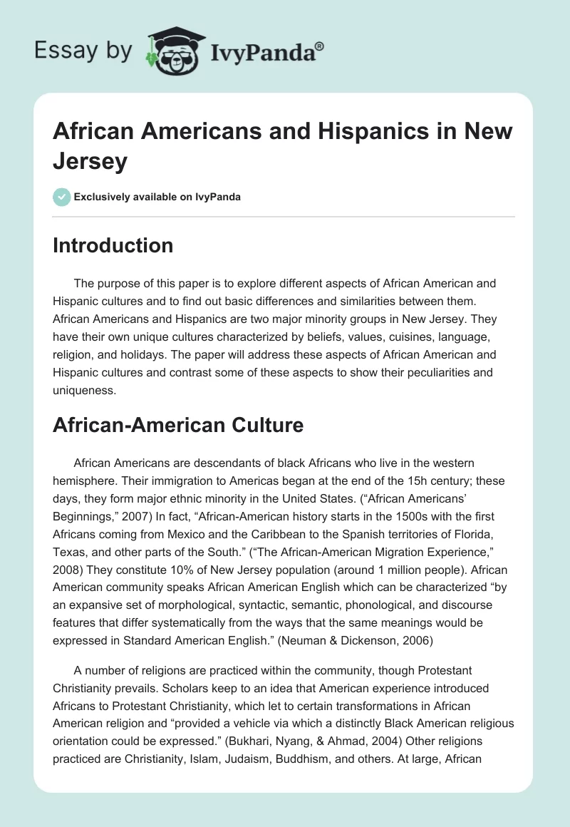 African Americans and Hispanics in New Jersey. Page 1
