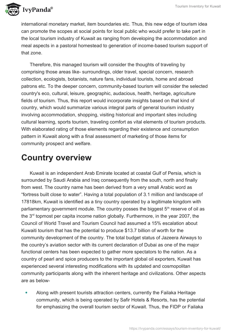 Tourism Inventory for Kuwait. Page 2