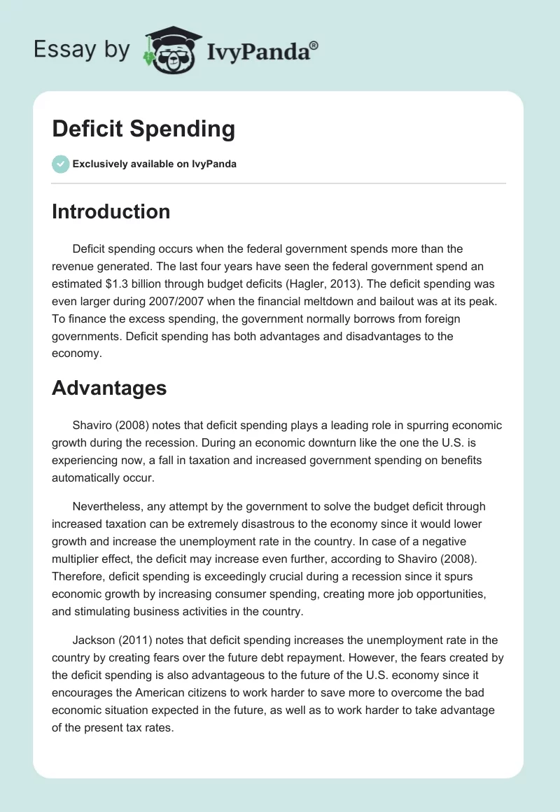 Deficit Spending. Page 1