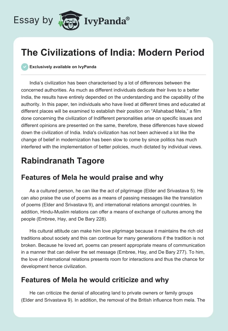 The Civilizations of India: Modern Period. Page 1