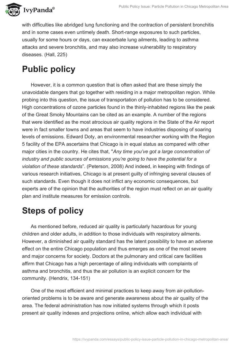 Public Policy Issue: Particle Pollution in Chicago Metropolitan Area. Page 2