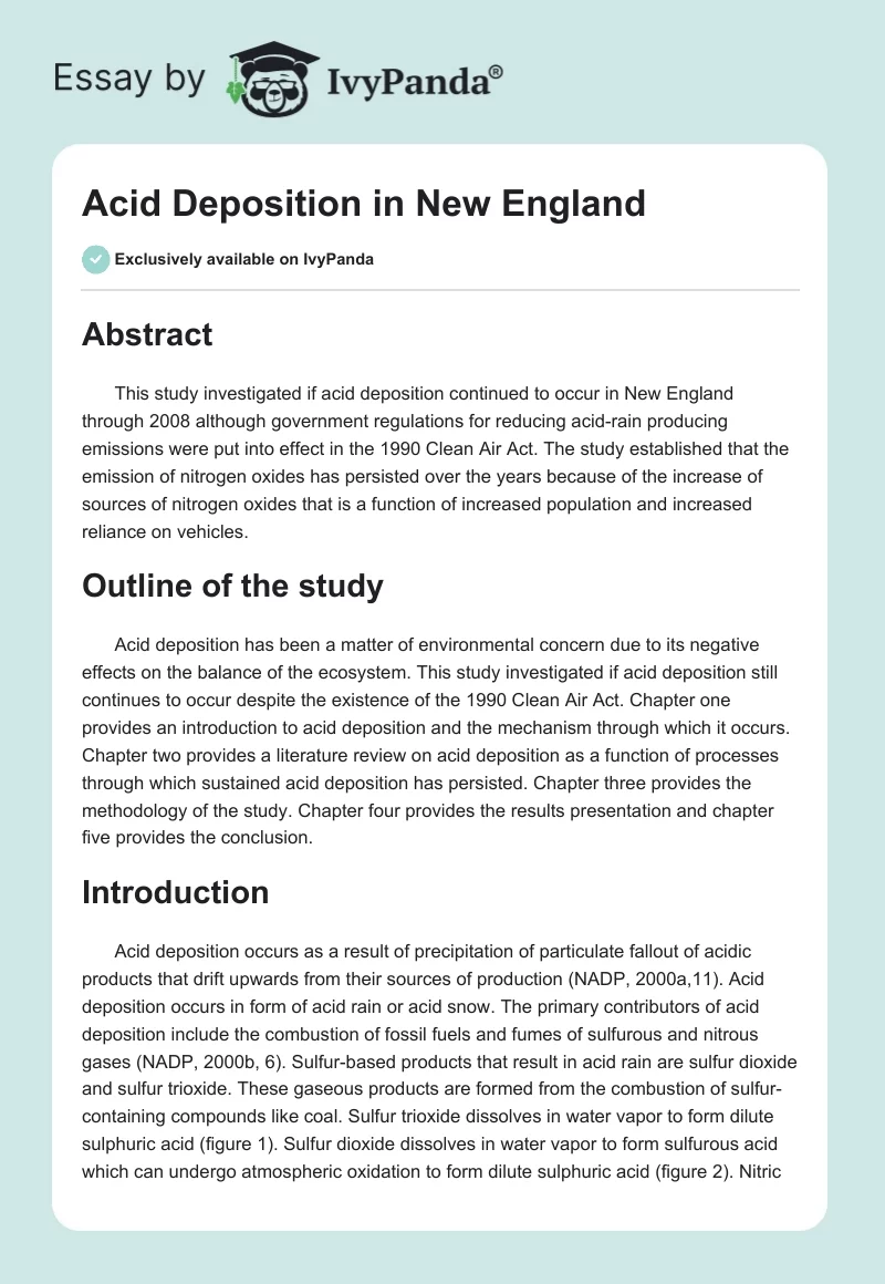 Acid Deposition in New England. Page 1