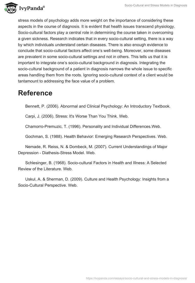 Socio-Cultural and Stress Models in Diagnosis. Page 4