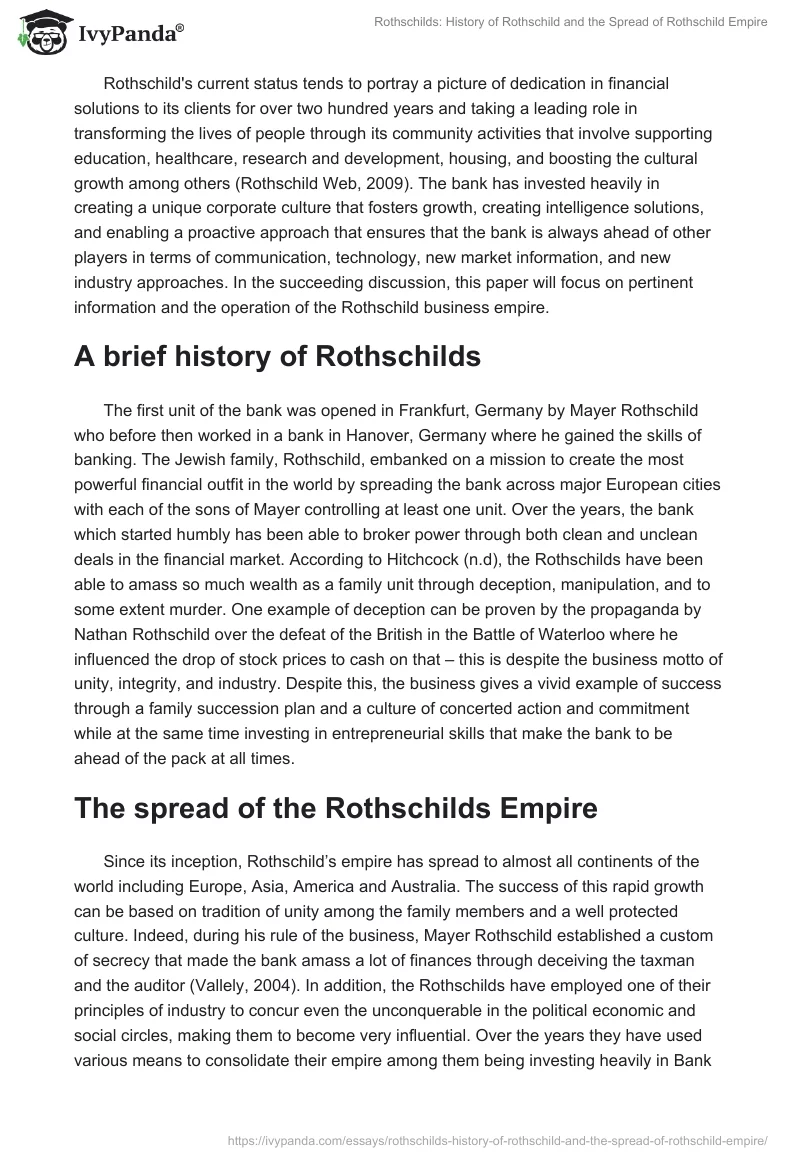 Rothschilds: History of Rothschild and the Spread of Rothschild Empire. Page 2