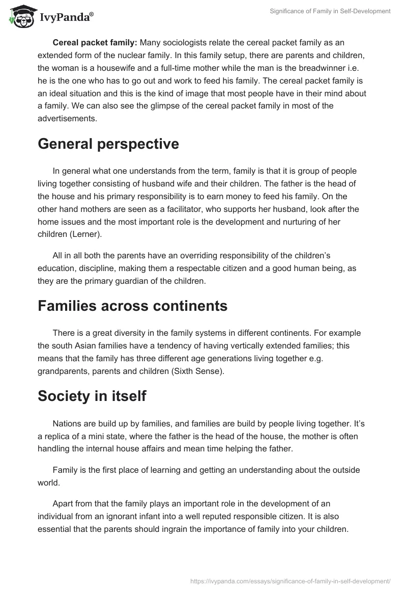 Significance of Family in Self-Development. Page 3