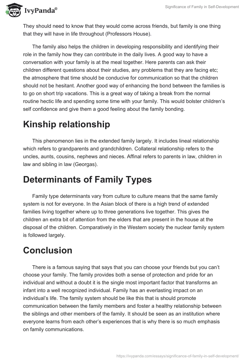 Significance of Family in Self-Development. Page 4