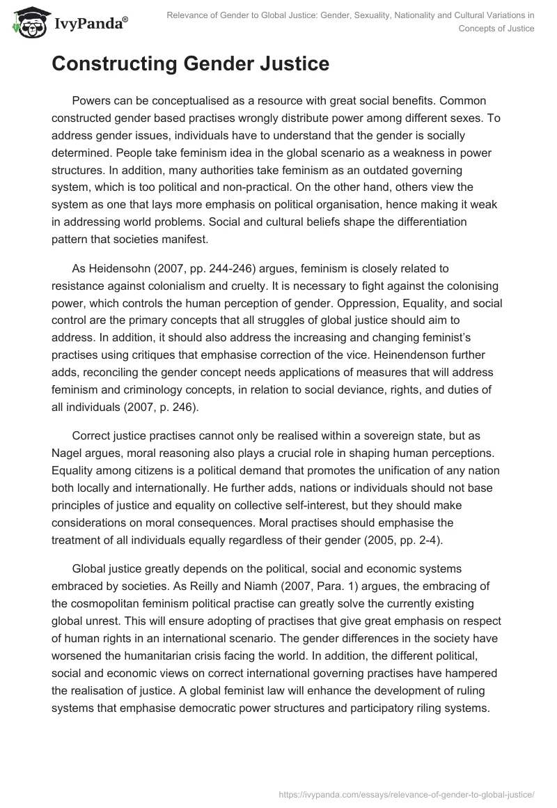 Relevance of Gender to Global Justice: Gender, Sexuality, Nationality and Cultural Variations in Concepts of Justice. Page 4