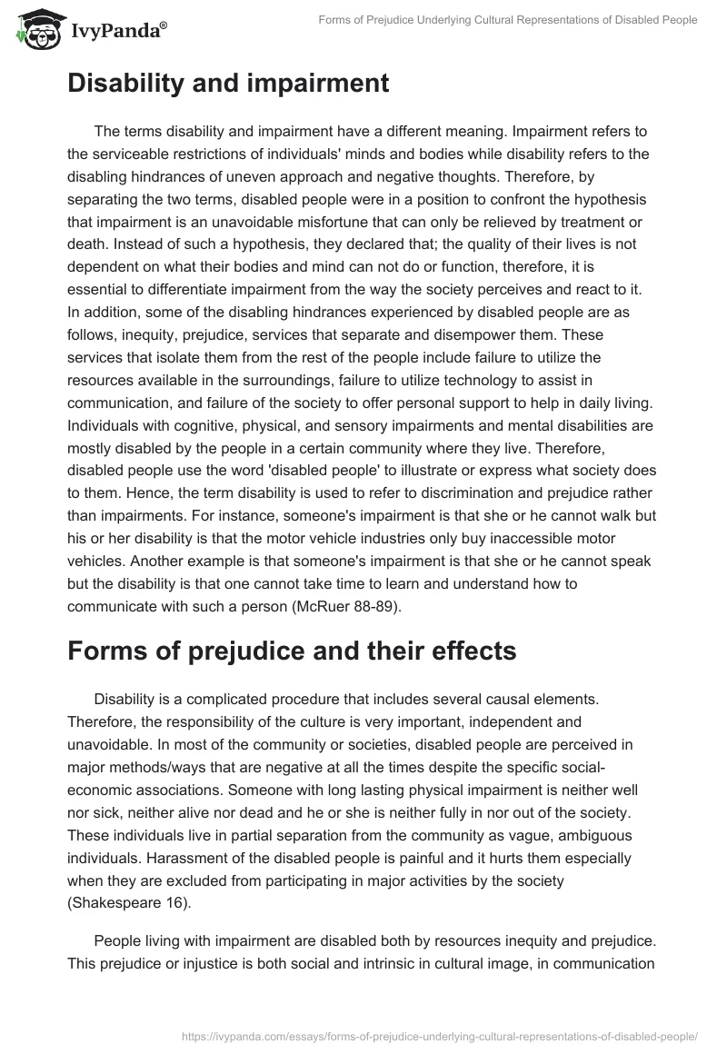 Forms of Prejudice Underlying Cultural Representations of Disabled People. Page 2