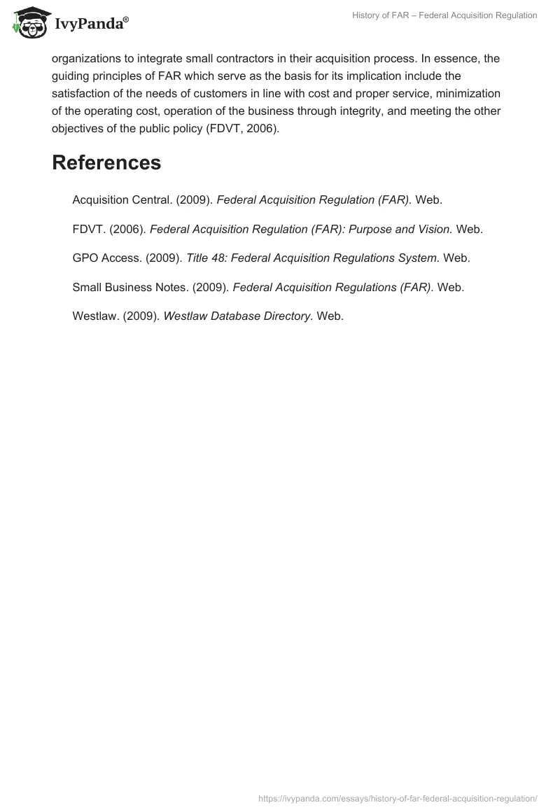 History of FAR – Federal Acquisition Regulation. Page 2