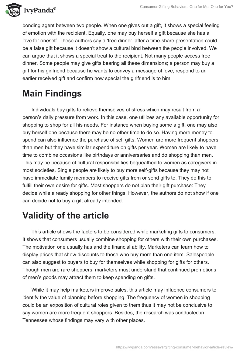 Consumer Gifting Behaviors: One for Me, One for You?. Page 2