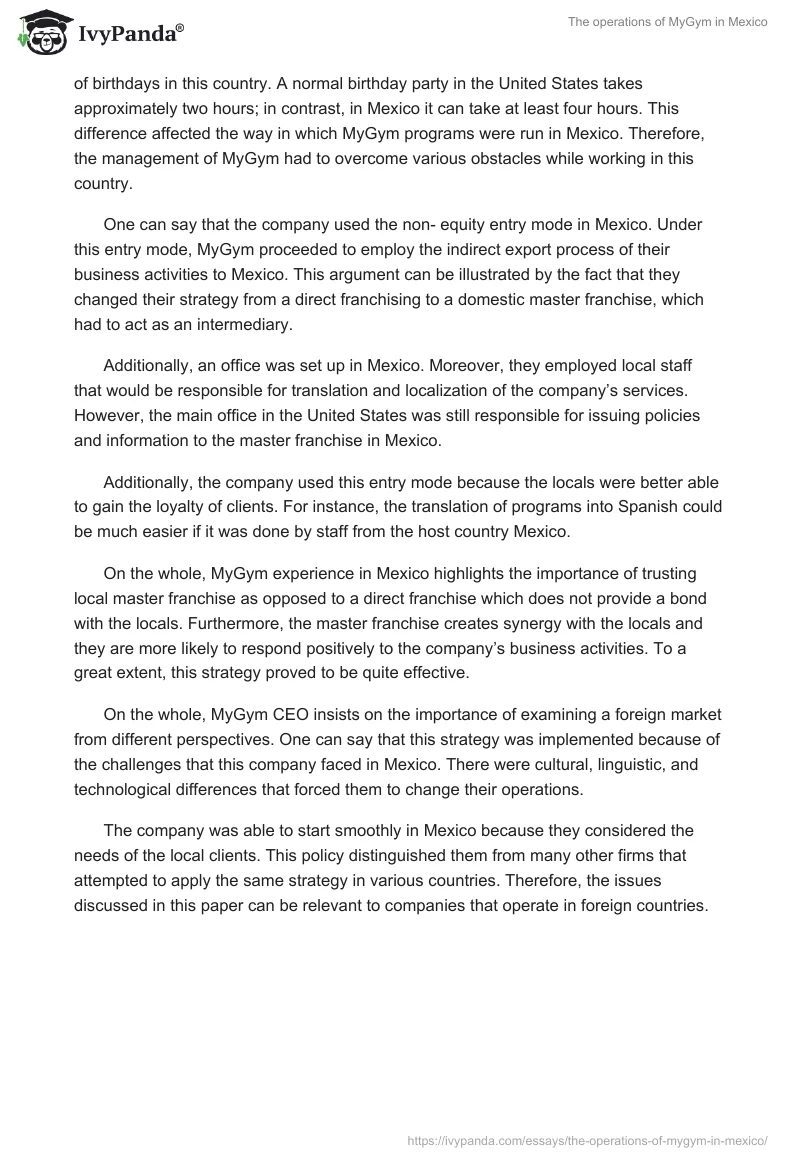 The operations of MyGym in Mexico. Page 3
