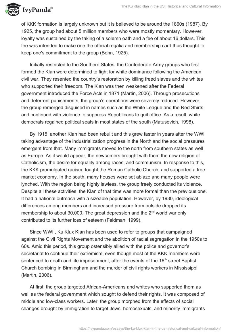 The Ku Klux Klan in the US: Historical and Cultural Information. Page 2