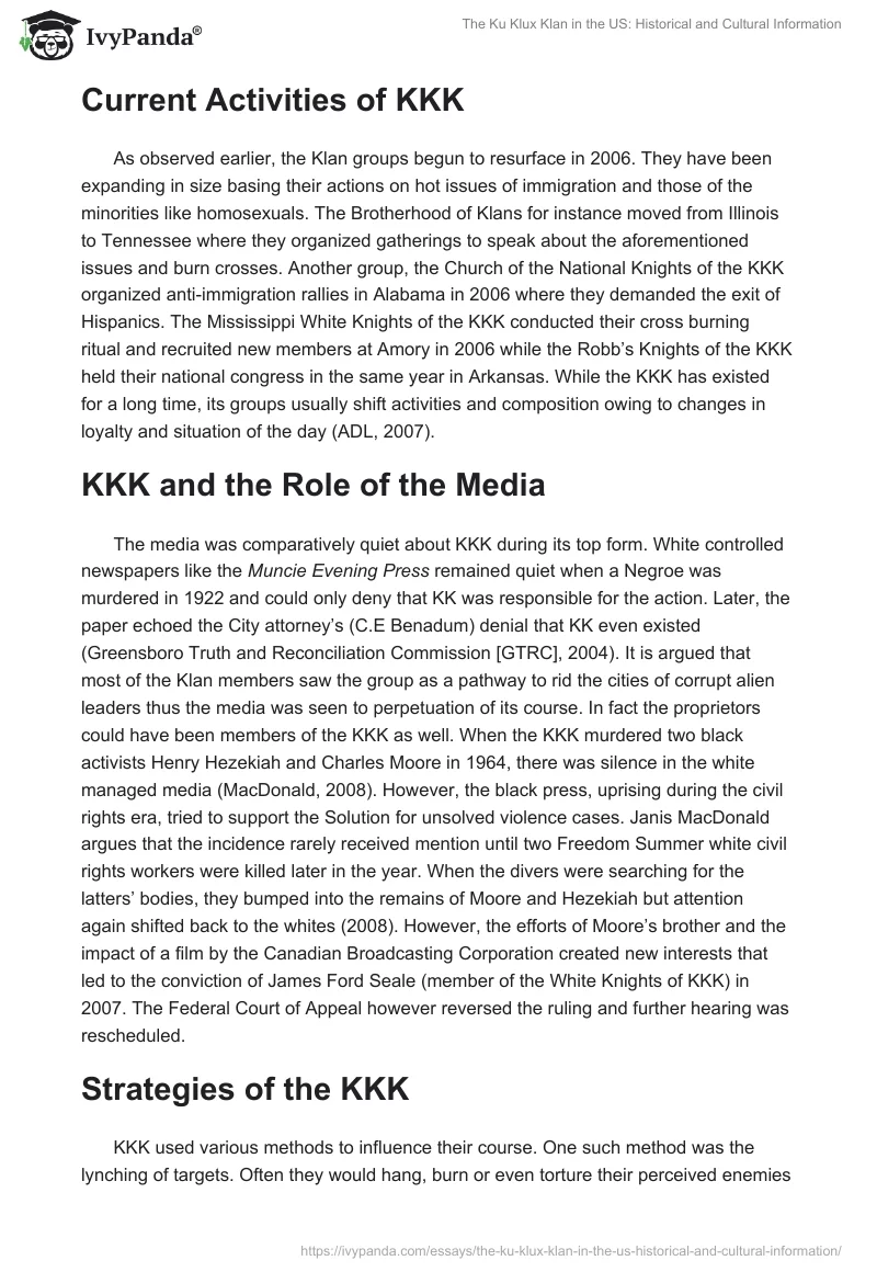 The Ku Klux Klan in the US: Historical and Cultural Information. Page 5