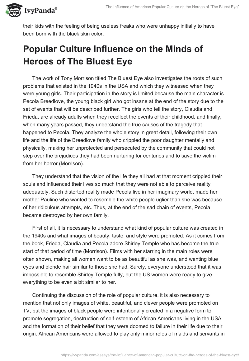 The Influence of American Popular Culture on the Heroes of “The Bluest Eye”. Page 2