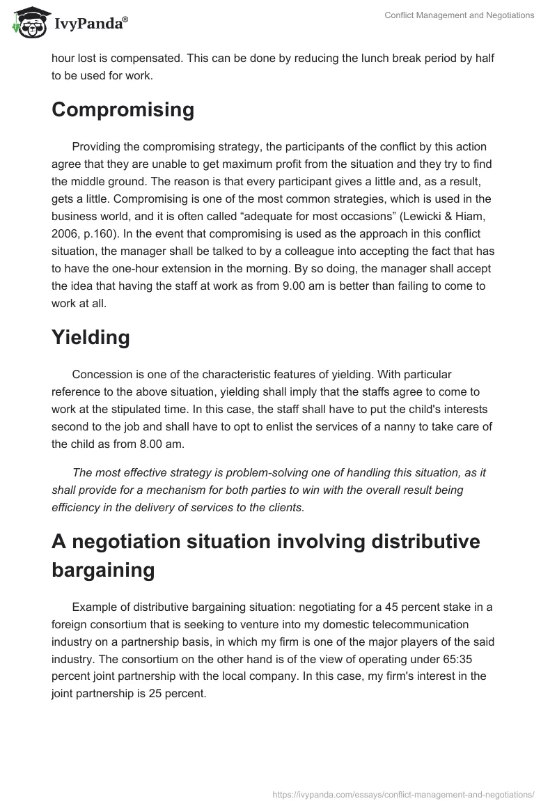 Conflict Management and Negotiations. Page 2
