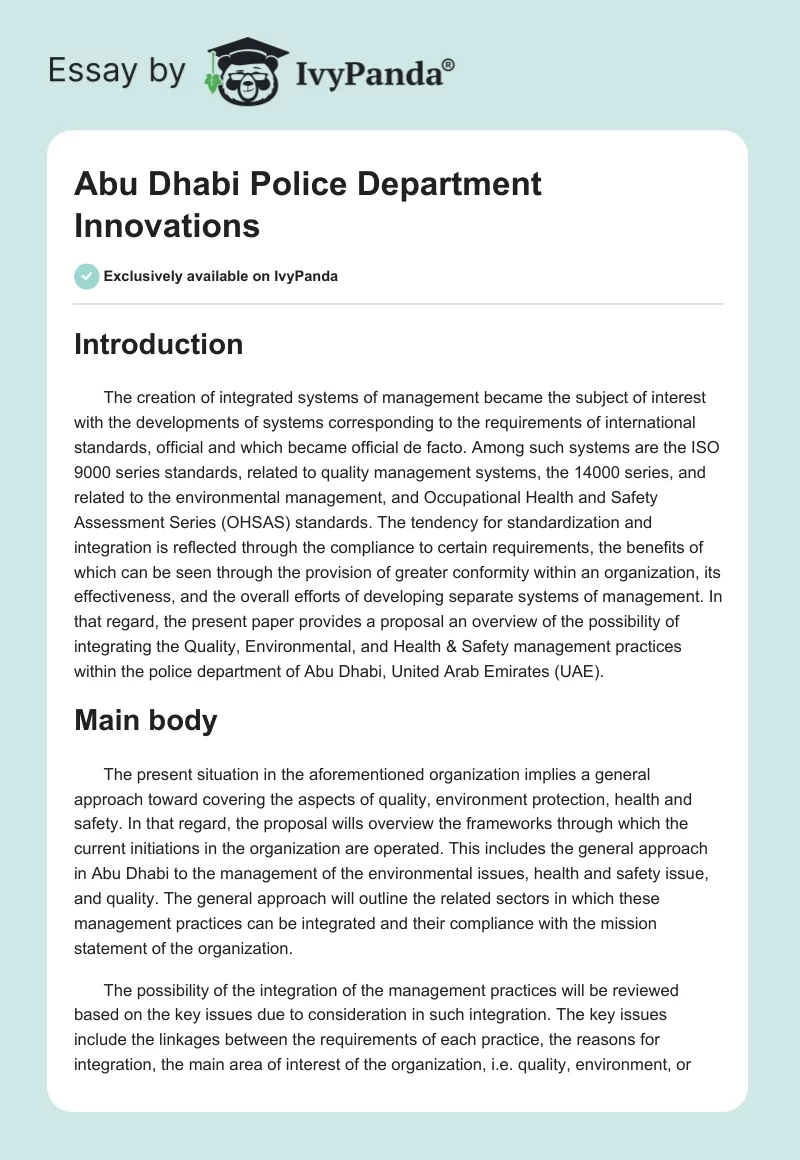 Abu Dhabi Police Department Innovations. Page 1