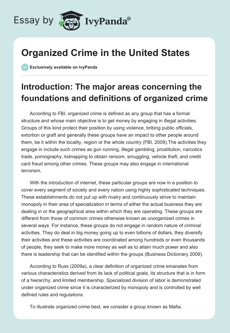 Organized Crime in the United States. Page 1