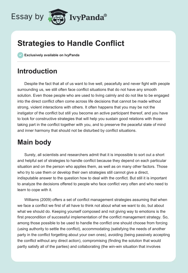 Strategies to Handle Conflict. Page 1