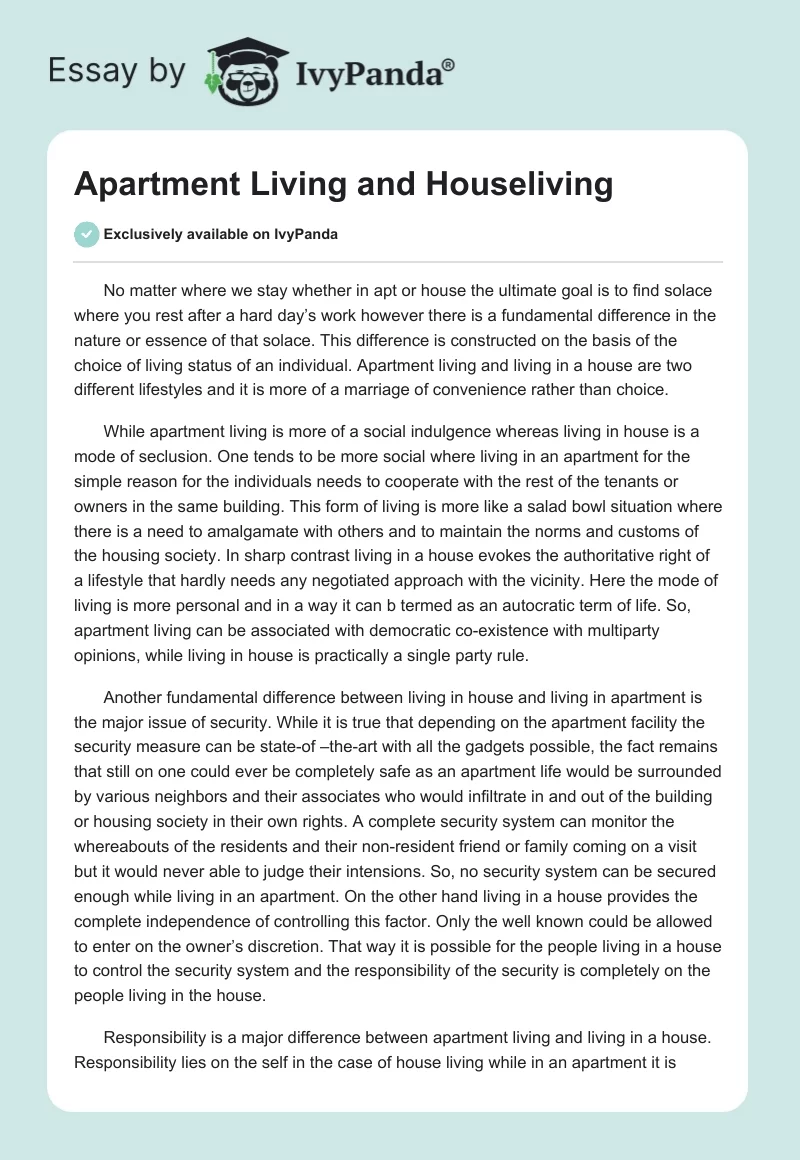 Apartment Living and Houseliving. Page 1