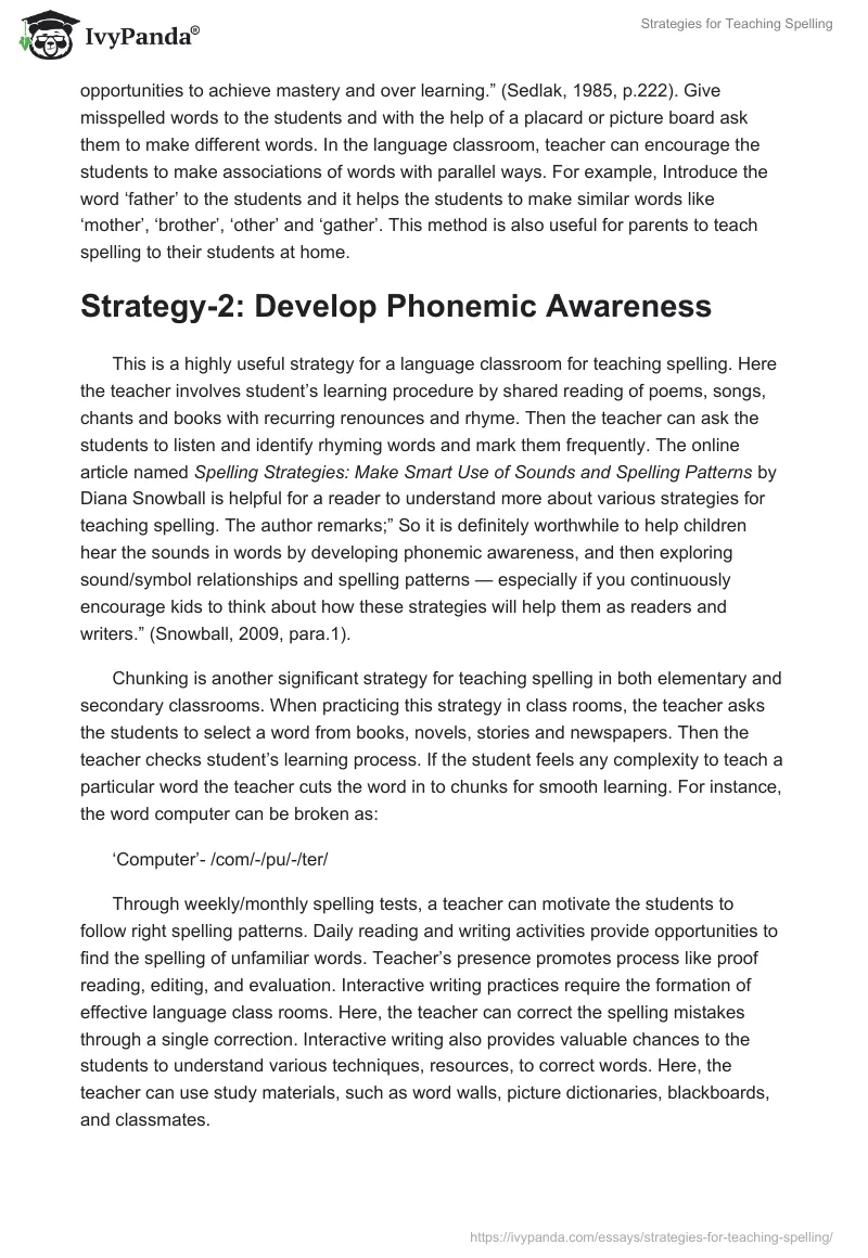 Strategies for Teaching Spelling. Page 2