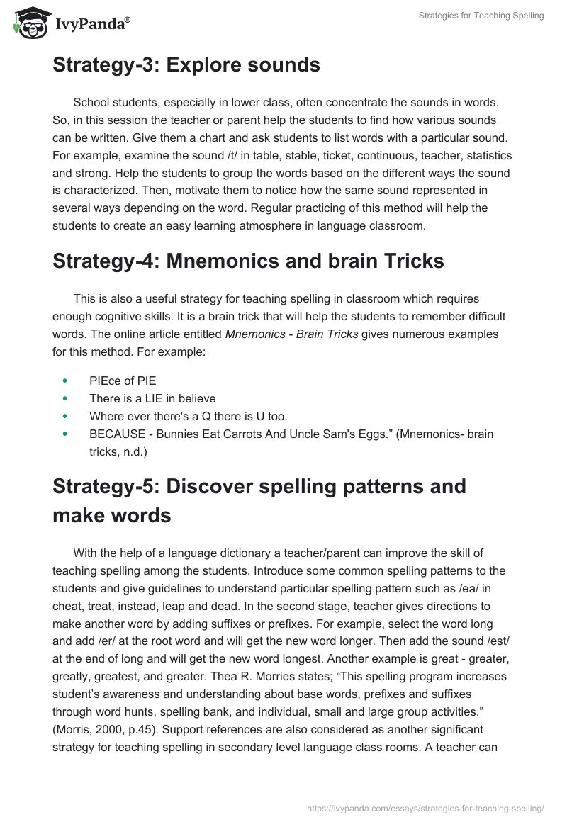 Strategies for Teaching Spelling. Page 3
