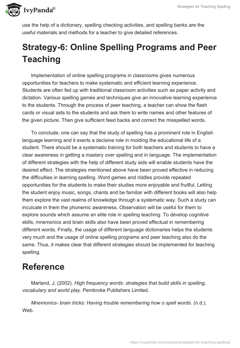 Strategies for Teaching Spelling. Page 4