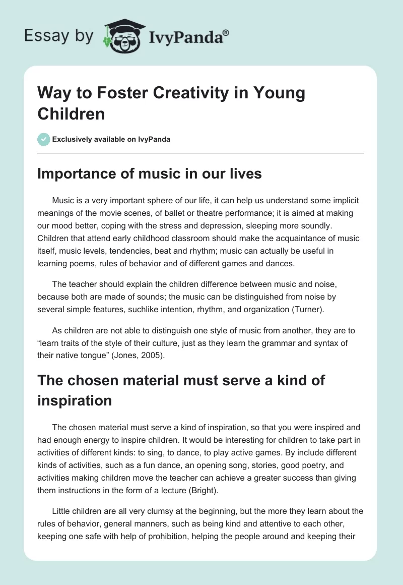 Way to Foster Creativity in Young Children. Page 1